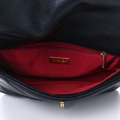 Chanel Shiny Goatskin Quilted Large Chanel 19 Flap Black 5 of 10