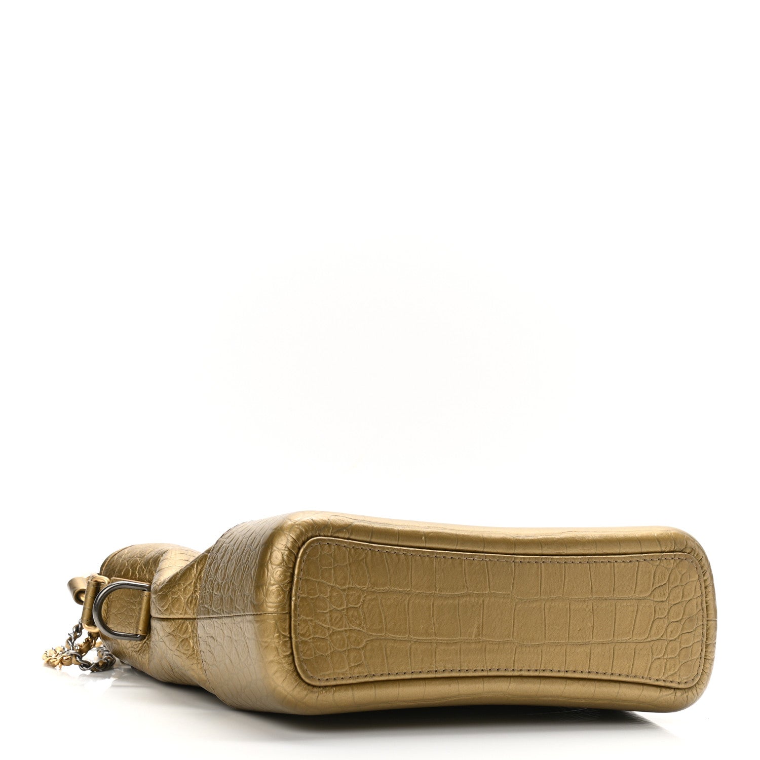 Chanel Metallic Calfskin Crocodile Embossed Medium Gabrielle Cocodile Hobo Gold 4 of 10