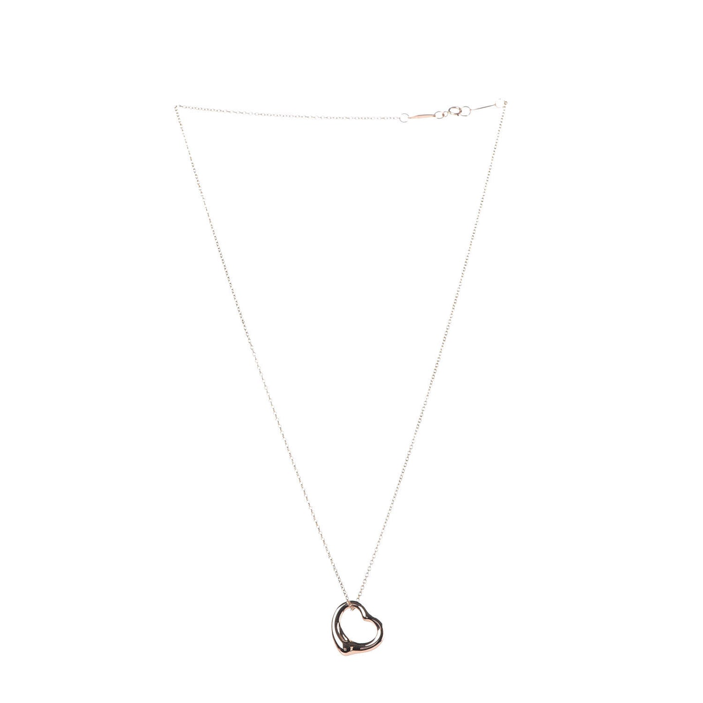 18K Yellow Gold 16mm Elsa Peretti Open Heart Pendant Necklace