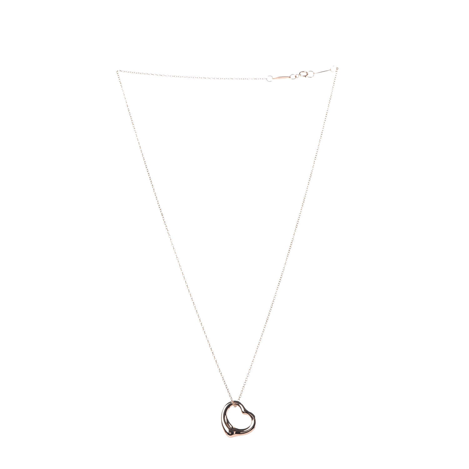 Tiffany 18K Yellow Gold 16mm Elsa Peretti Open Heart Pendant Necklace 3 of 9