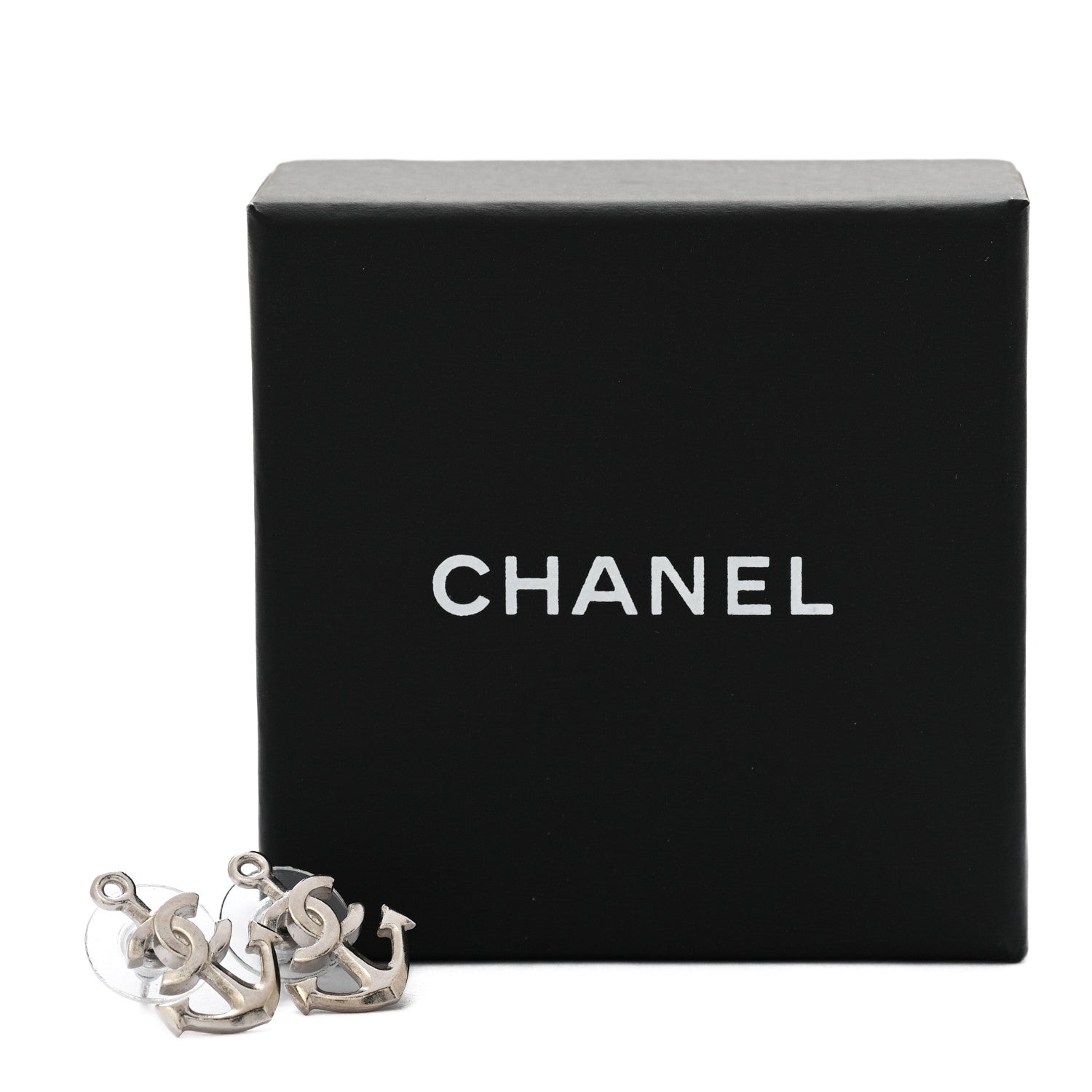 Chanel Metal Anchor CC Earrings Silver 5 of 5