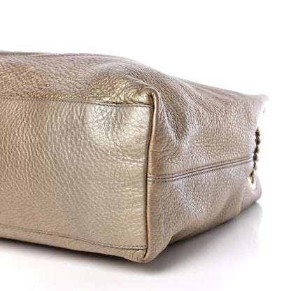 Gucci Metallic Pebbled Calfskin Medium Soho Chain Shoulder Bag Golden Beige 9 of 9