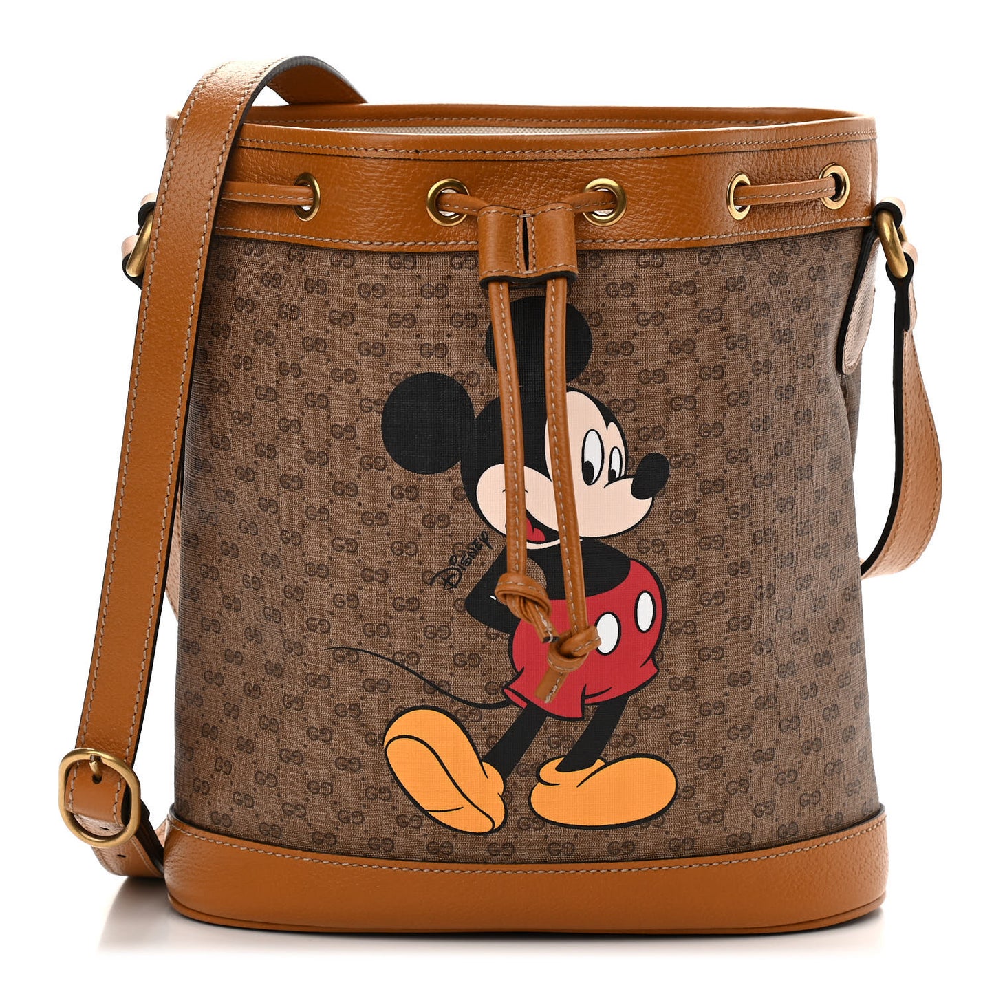 X DISNEY Mini Vintage GG Supreme Monogram Bucket Bag Beige Vintage Sun Oil