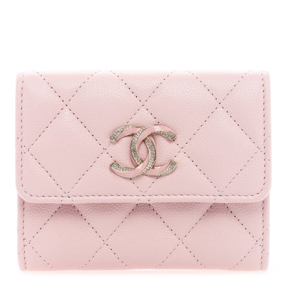 Chanel Caviar Quilted Crystal Enamel Flap Card Holder Pink 1 of 7
