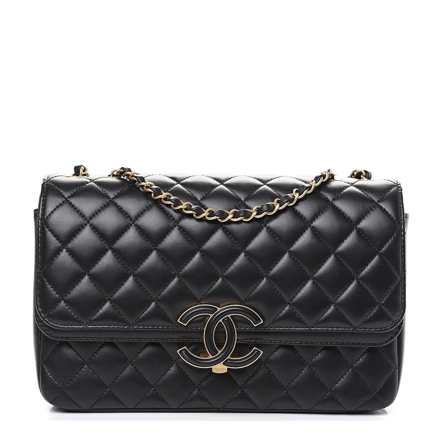 Lambskin Quilted Large CC Chic Flap Black