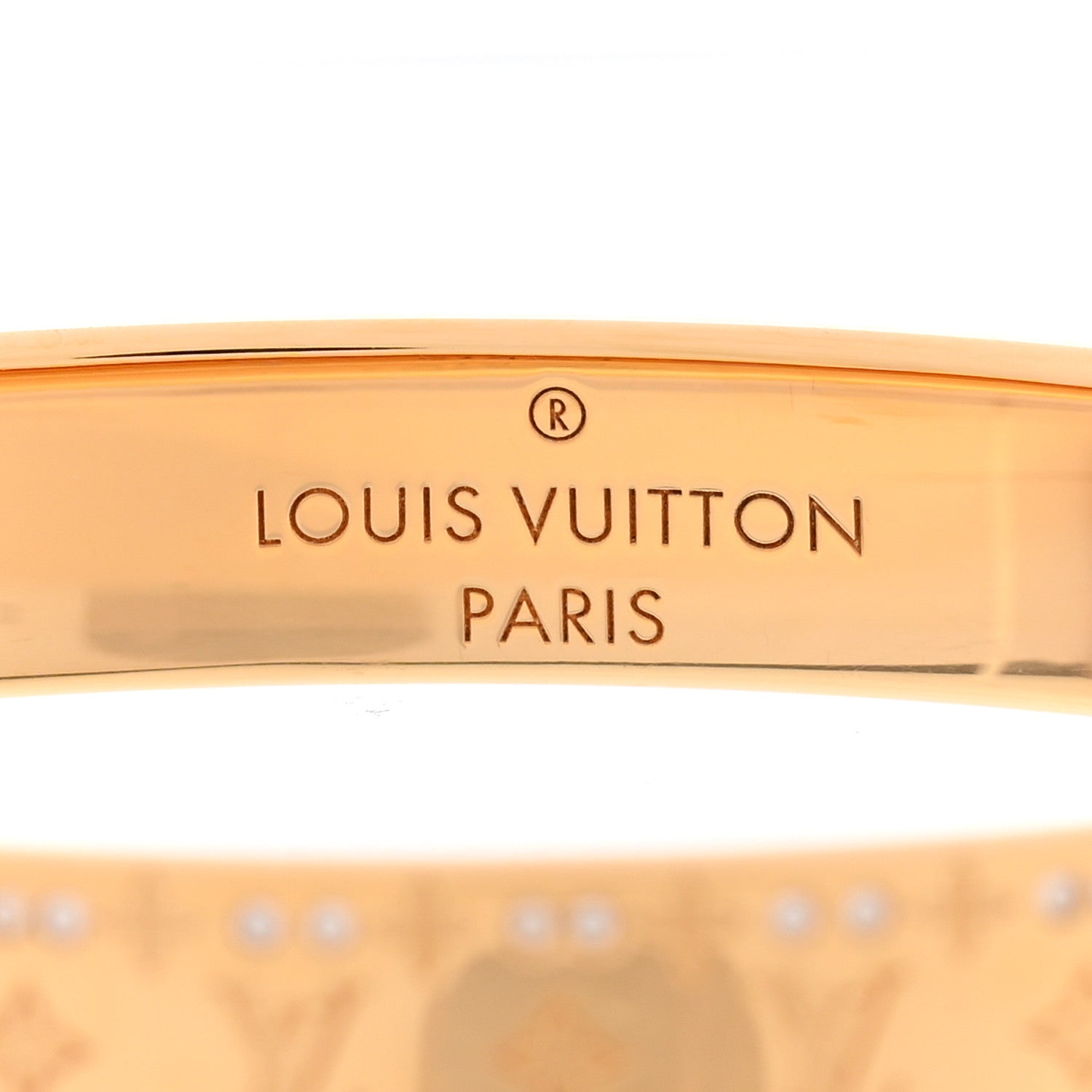 Louis Vuitton Brass Crystal Monogram Nanogram Strass Cuff S Gold 5 of 7