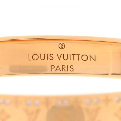 Louis Vuitton Brass Crystal Monogram Nanogram Strass Cuff S Gold 5 of 7