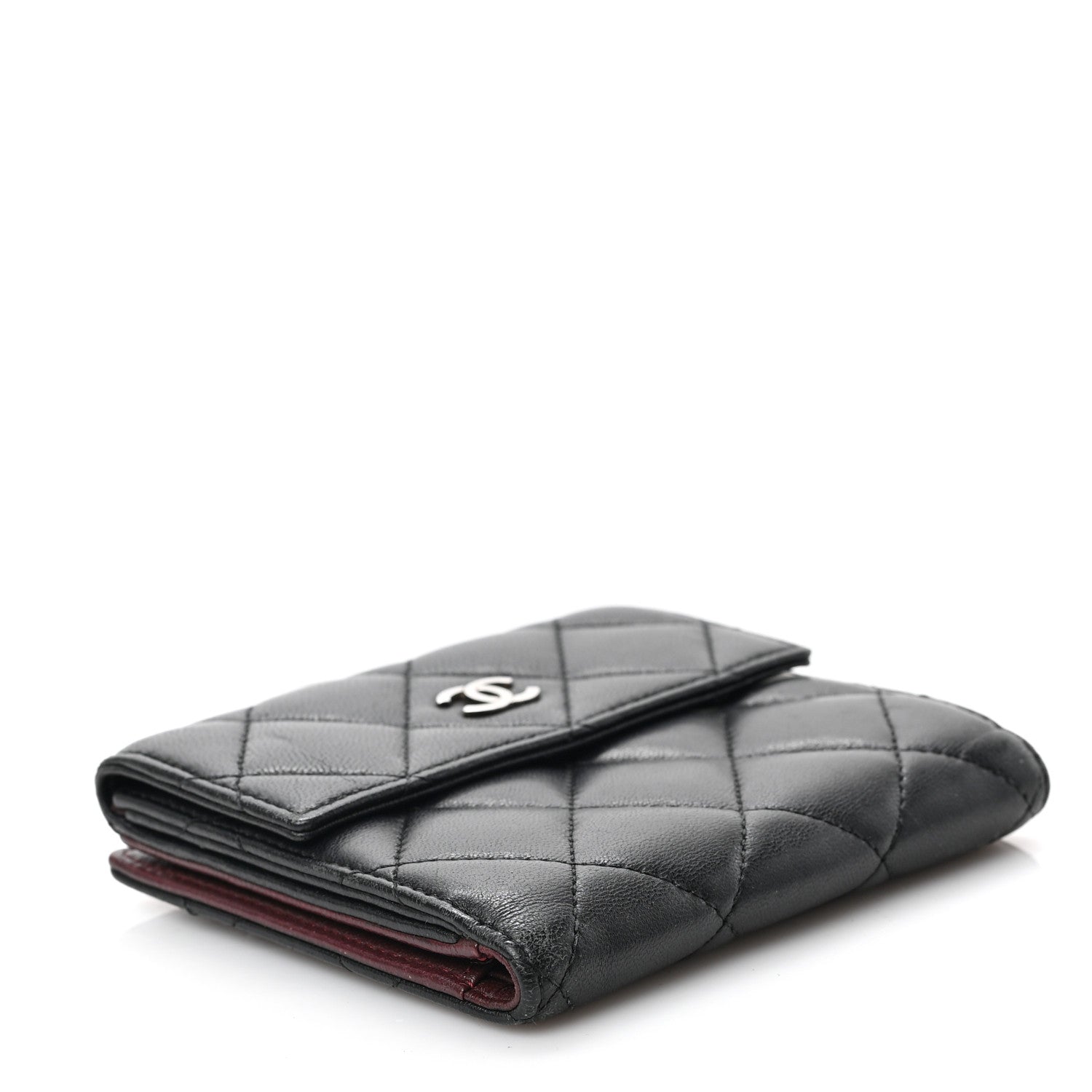 Chanel Lambskin Quilted Compact French Flap Wallet Black 4 of 7