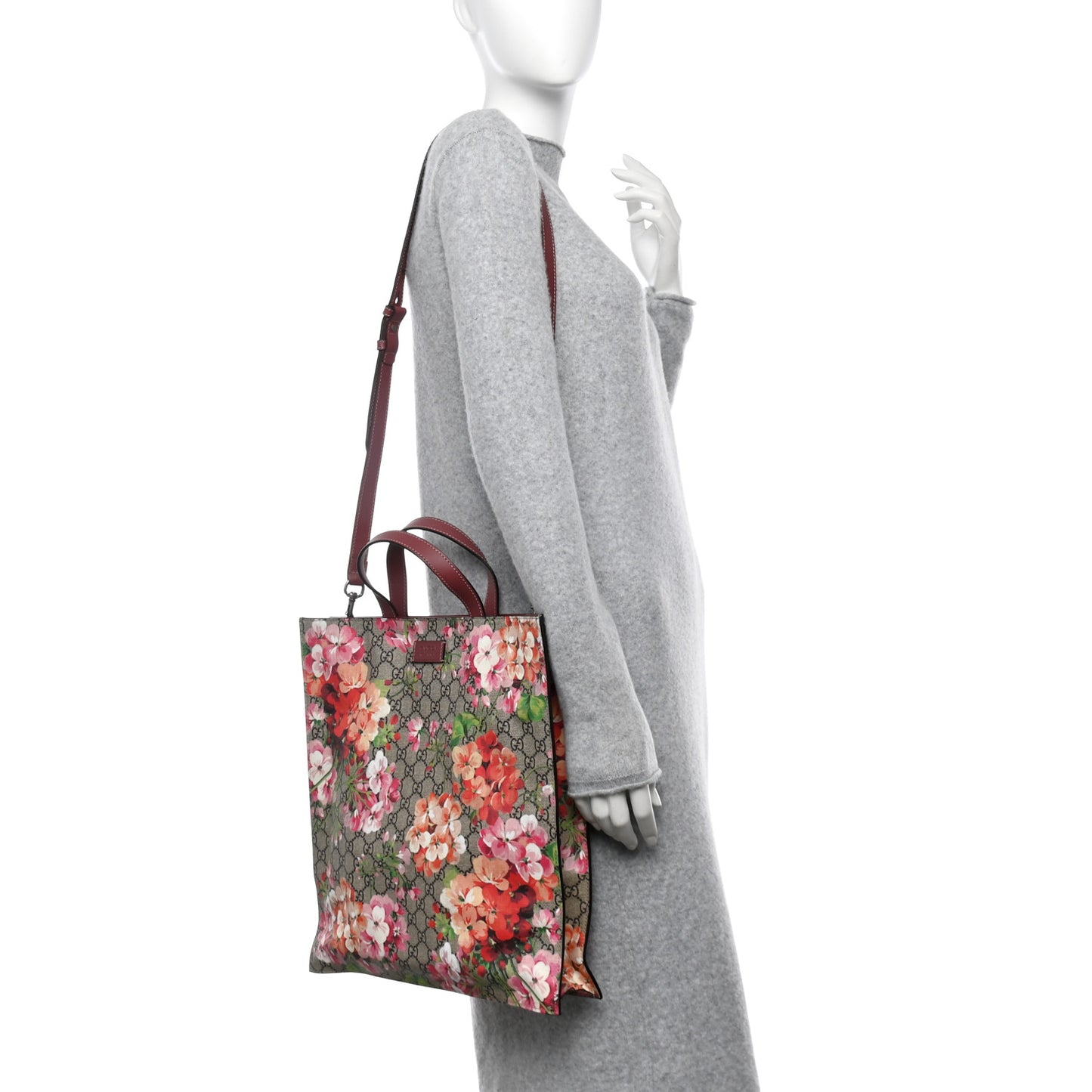 Soft GG Supreme Monogram Blooms Vertical Tote Beige Multicolor Dry Rose