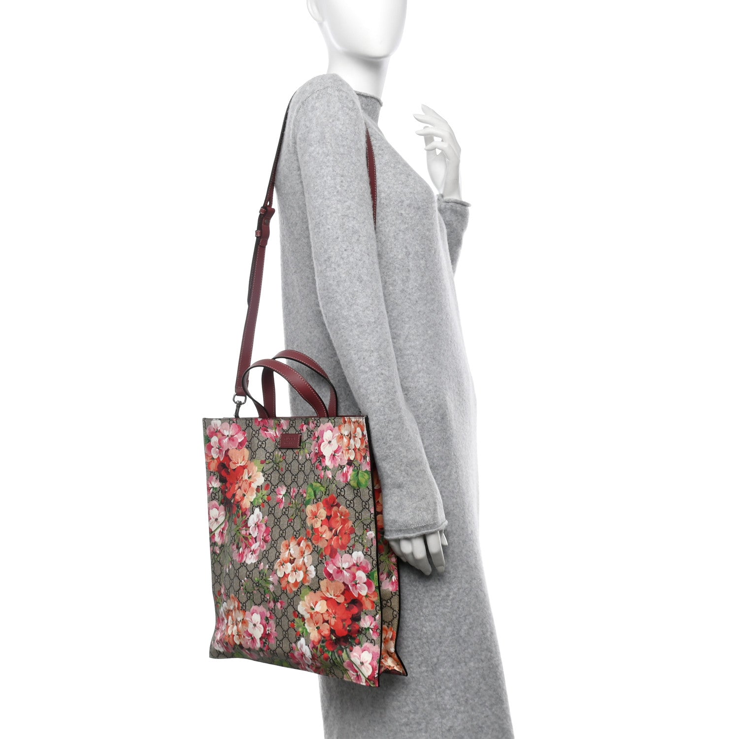 Gucci Soft GG Supreme Monogram Blooms Vertical Tote Beige Multicolor Dry Rose 2 of 10