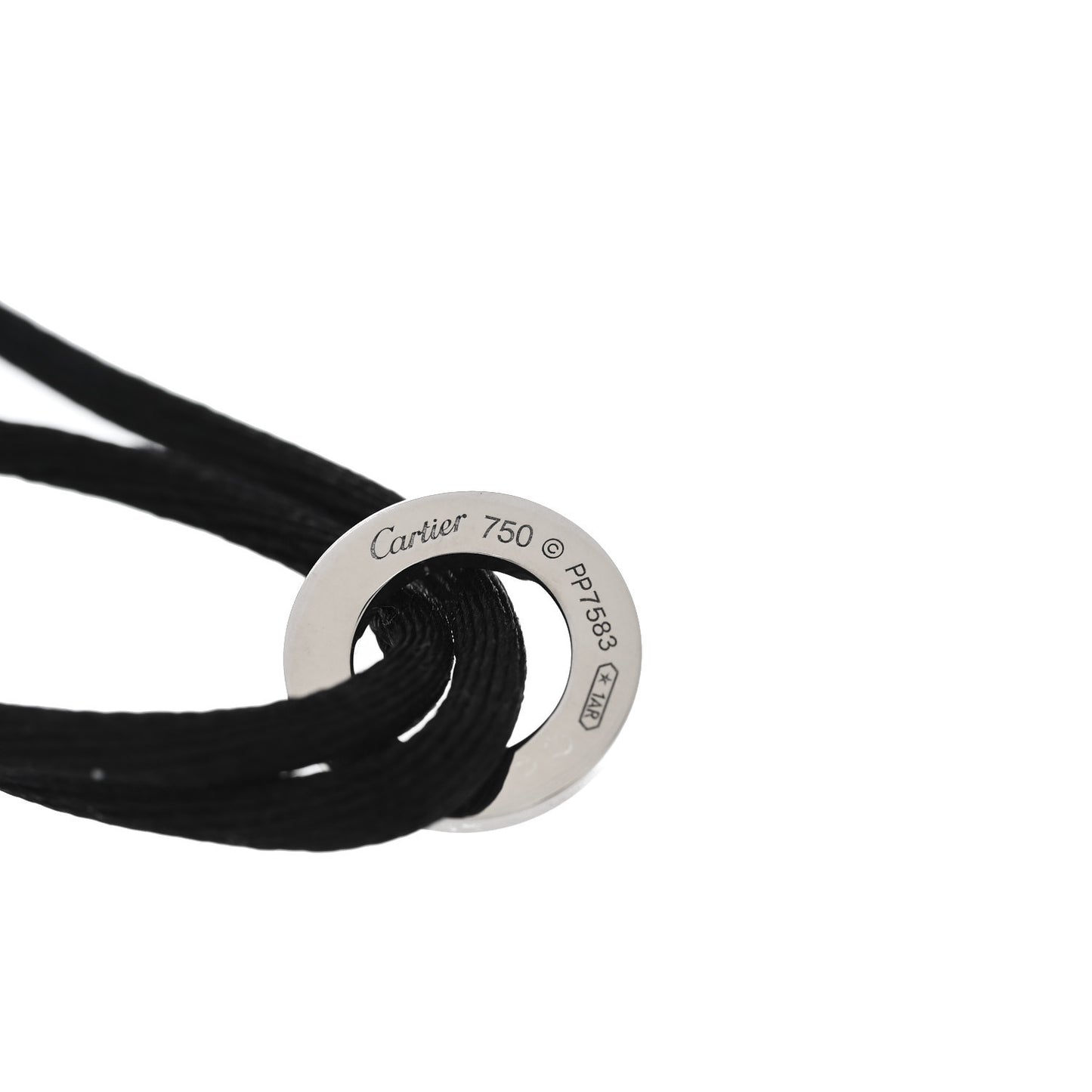 18K White Gold Diamond LOVE Adjustable Cord Bracelet Black