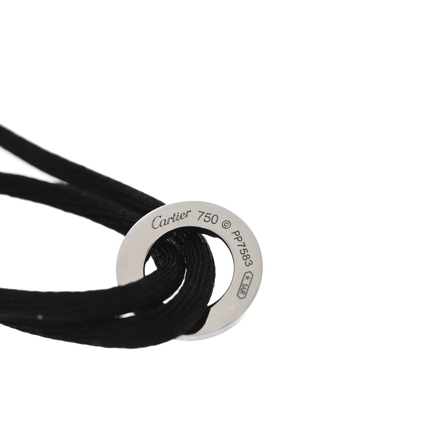 Cartier 18K White Gold Diamond LOVE Adjustable Cord Bracelet Black 4 of 4