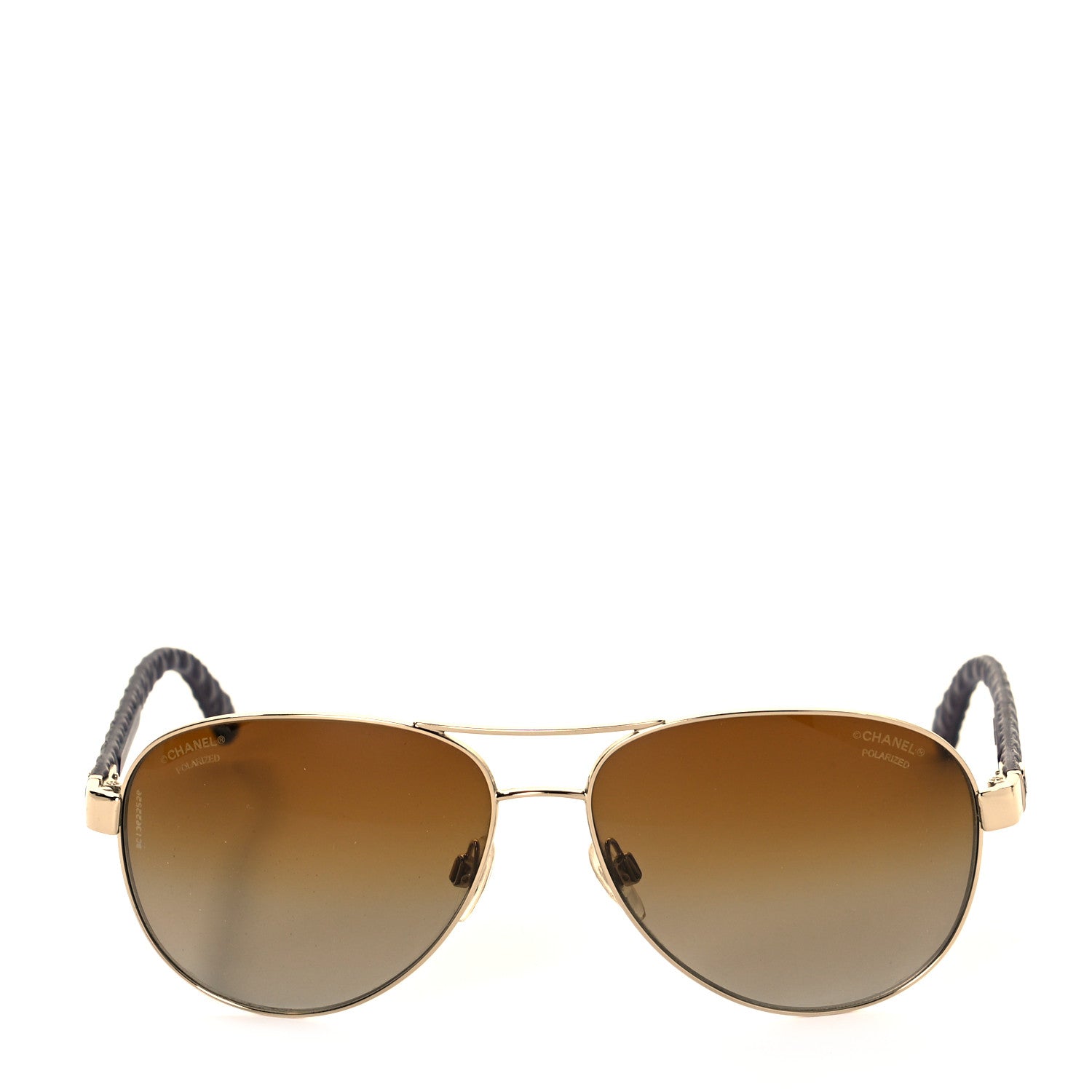 Chanel Lambskin Quilted CC Aviator Sunglasses 4204-Q Brown Gold 2 of 7
