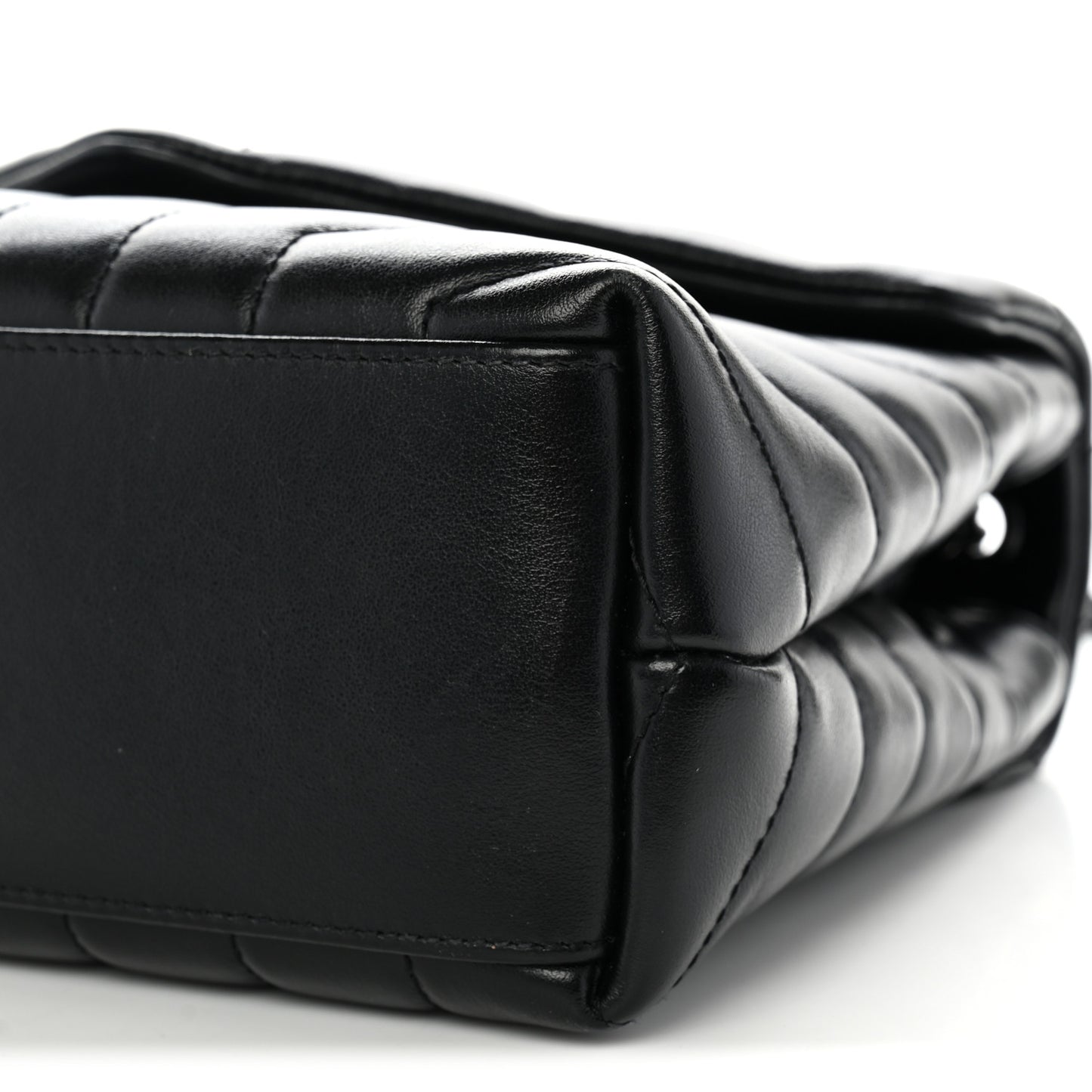 Calfskin Y Quilted Monogram Monochrome Small Loulou Chain Satchel Black
