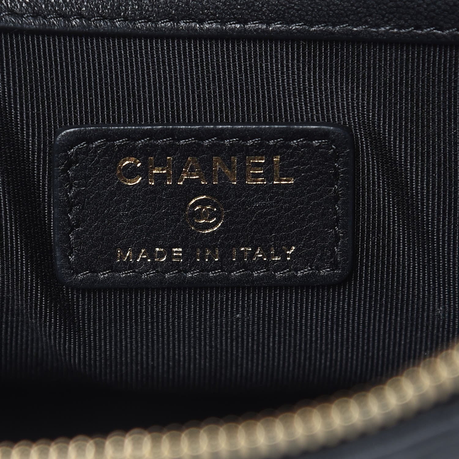 Chanel Crumpled Calfskin Chevron Quilted Medium Cosmetic Case Black 6 of 9