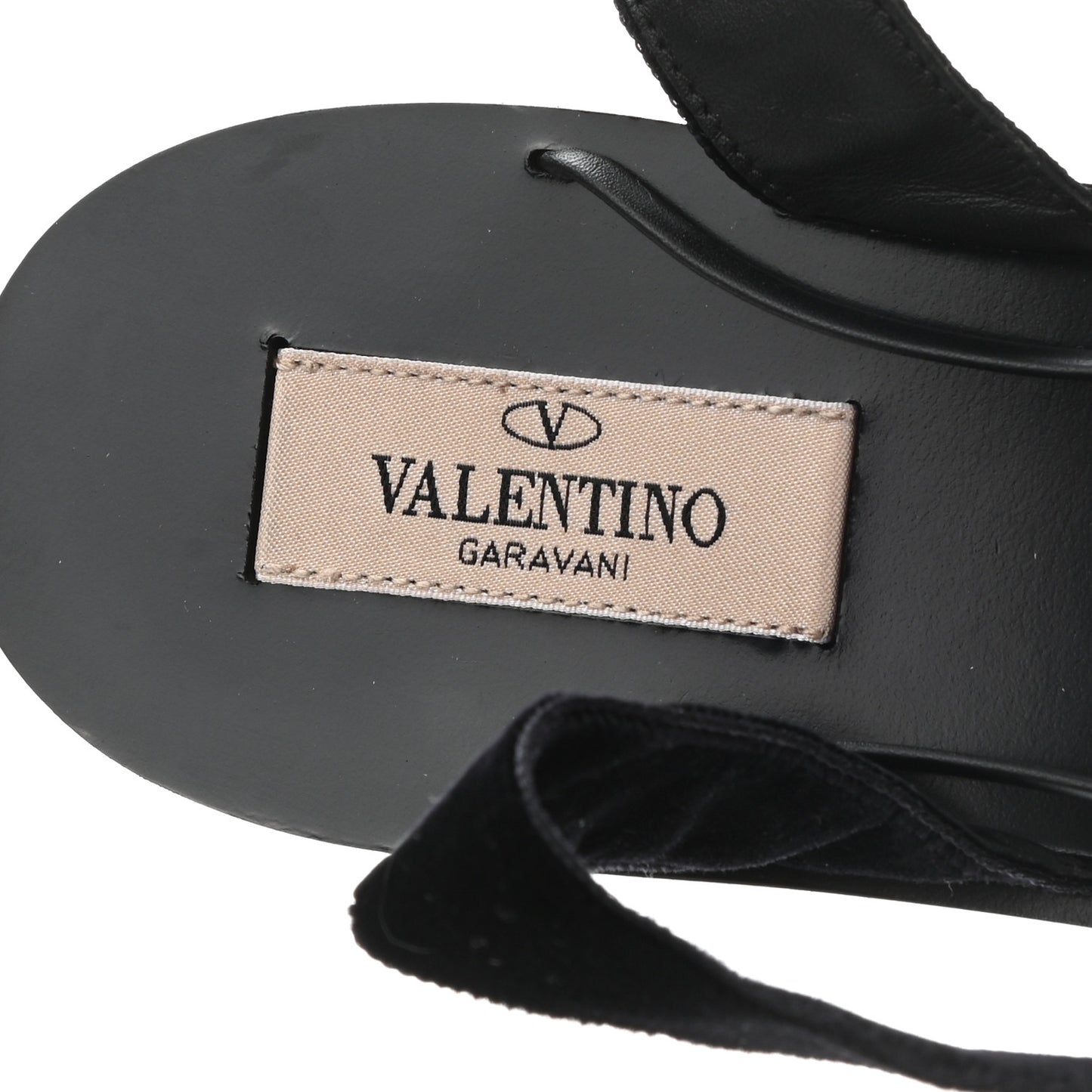 Velvet Lace Up Flat Sandals 36.5 Black