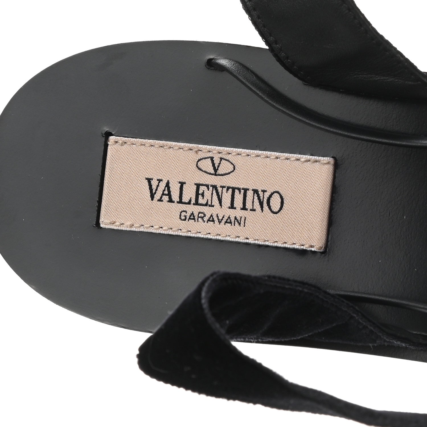 Valentino Garavani Velvet Lace Up Flat Sandals 36.5 Black 5 of 8