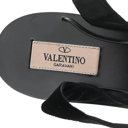 Valentino Garavani Velvet Lace Up Flat Sandals 36.5 Black 5 of 8