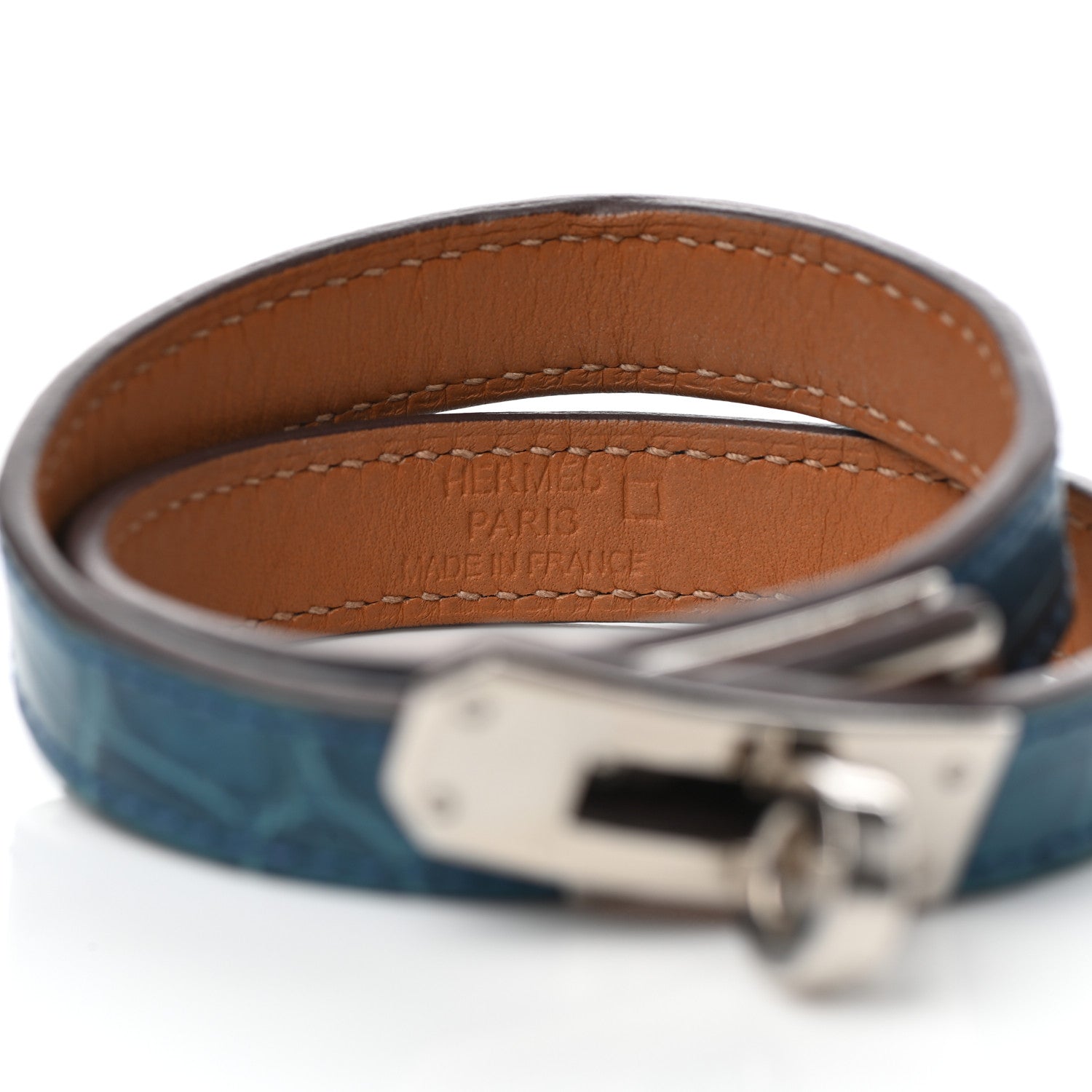 Hermes Matte Alligator Kelly Double Tour Bracelet M Mykonos 4 of 5