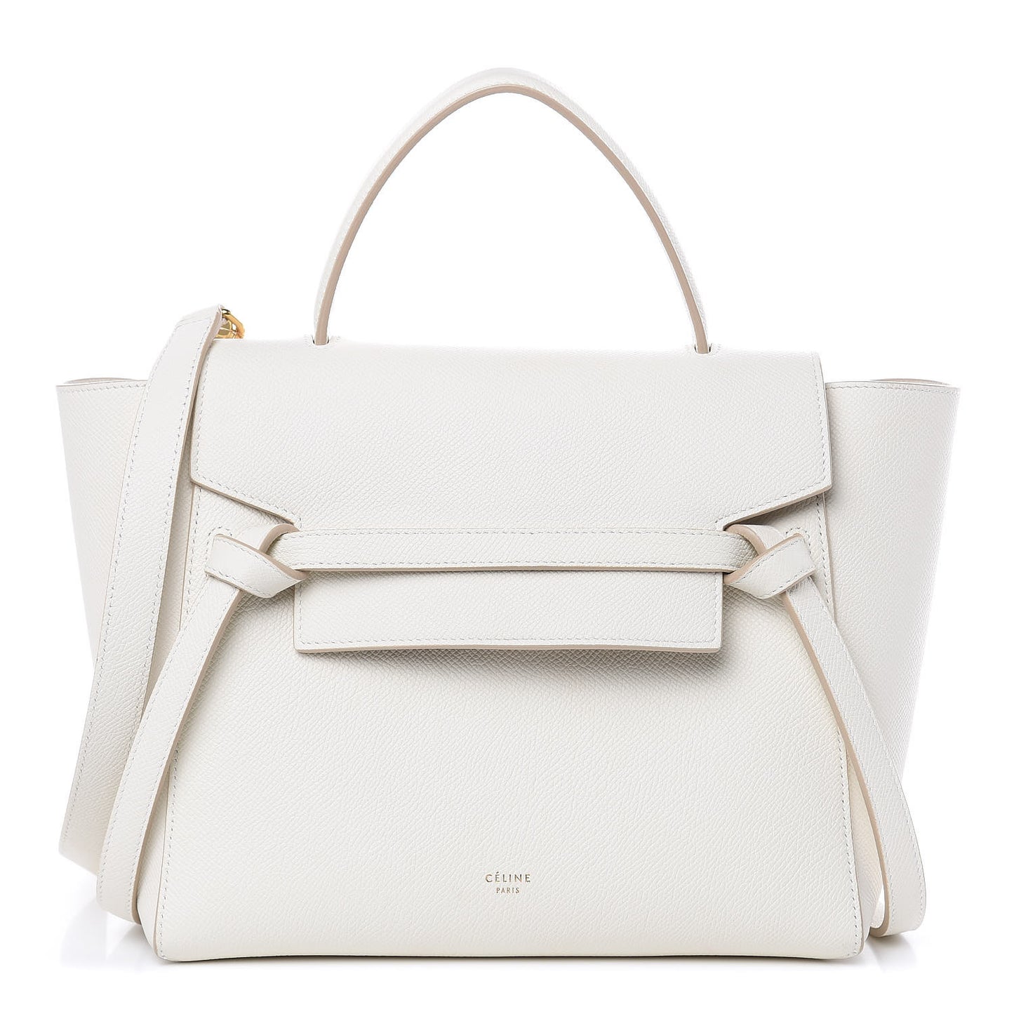 Grained Calfskin Micro Belt Bag White