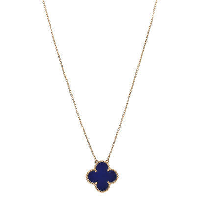 Van Cleef & Arpels 18K Yellow Gold Blue Sevres Porcelain Magic Alhambra Vendome Necklace 1 of 6