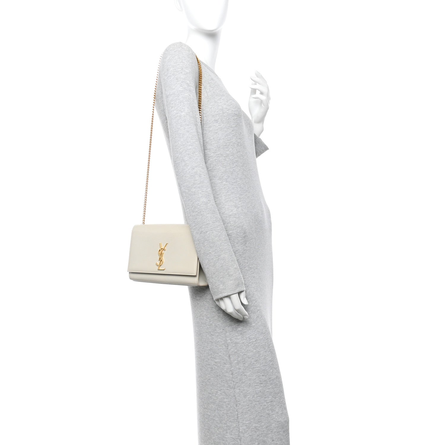 Saint Laurent Grain De Poudre Medium Classic Monogram Kate Satchel Crema Soft 2 of 14