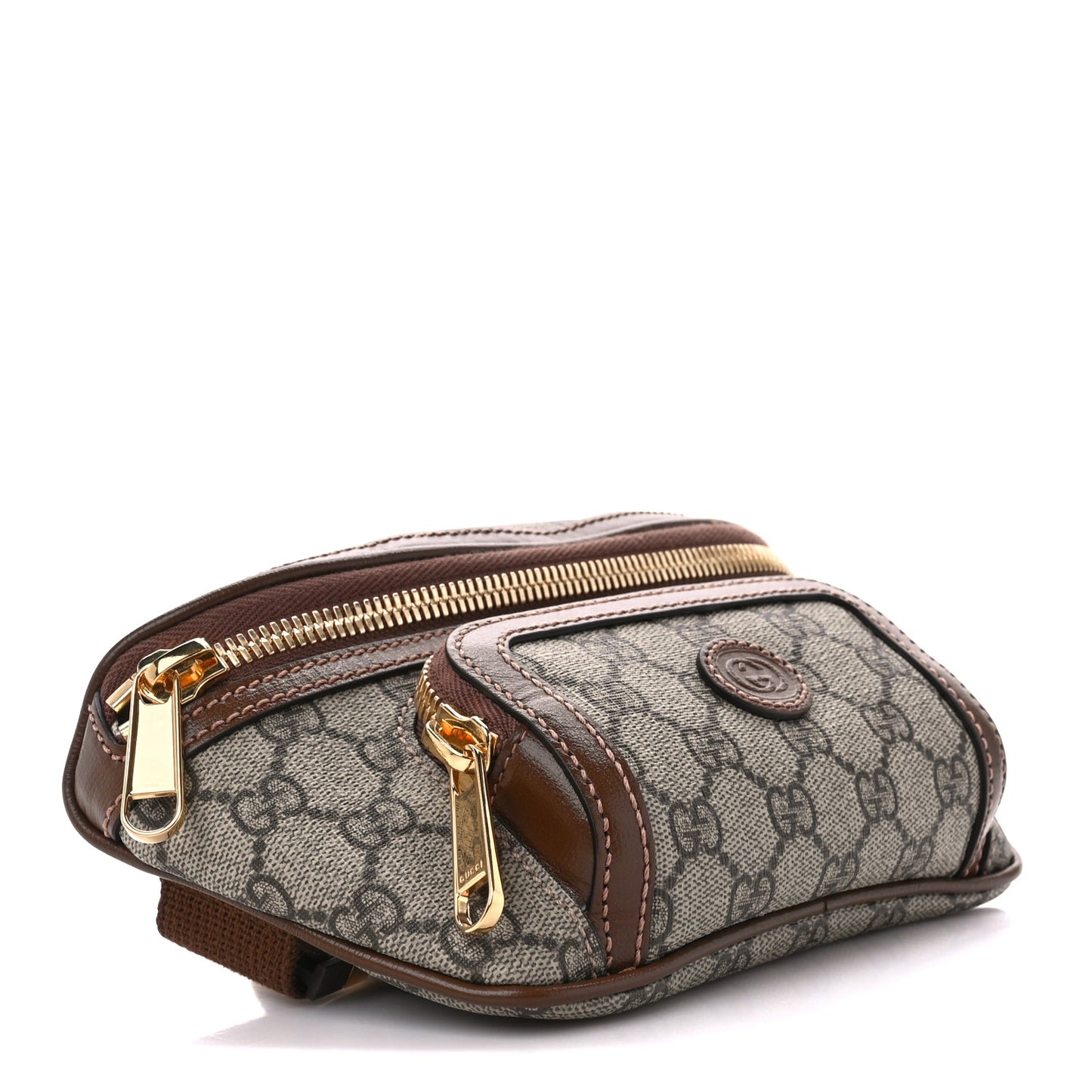 GG Supreme Monogram Textured Calfskin Retro Interlocking G Belt Bag Beige Ebony Brown Sugar