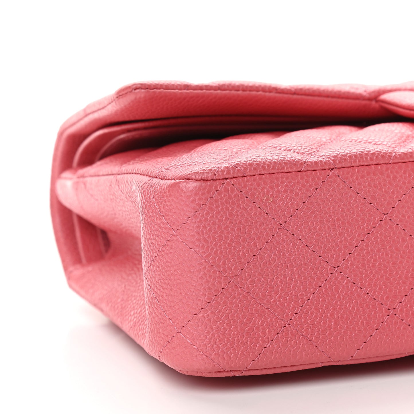 Metallic Caviar Quilted Medium Double Flap Pink