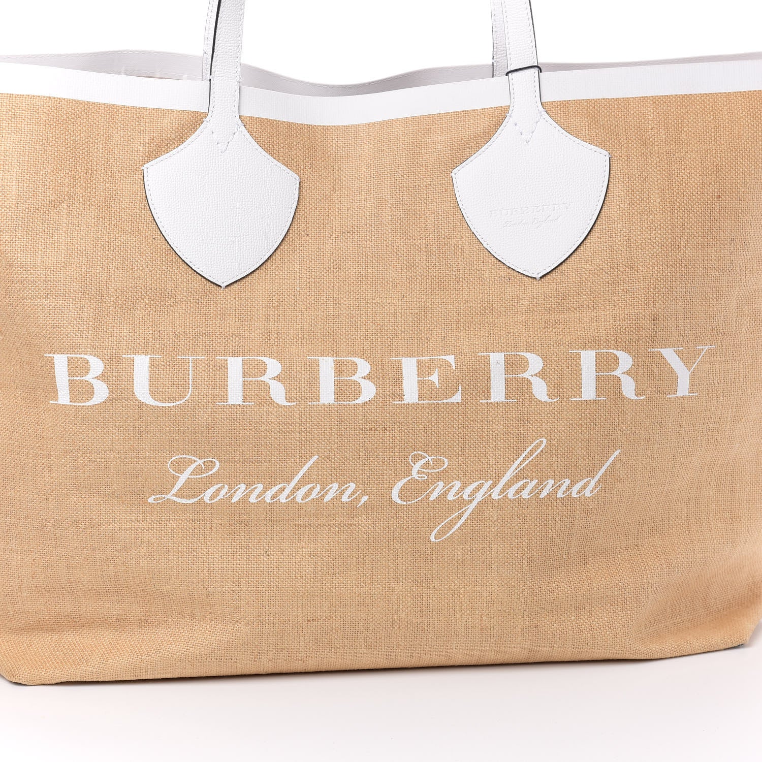Burberry Raffia Logo Print The Giant Reversible Tote Bag Chalk White 9 of 9