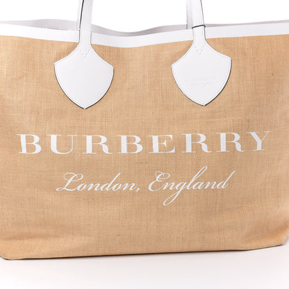 Burberry Raffia Logo Print The Giant Reversible Tote Bag Chalk White 9 of 9