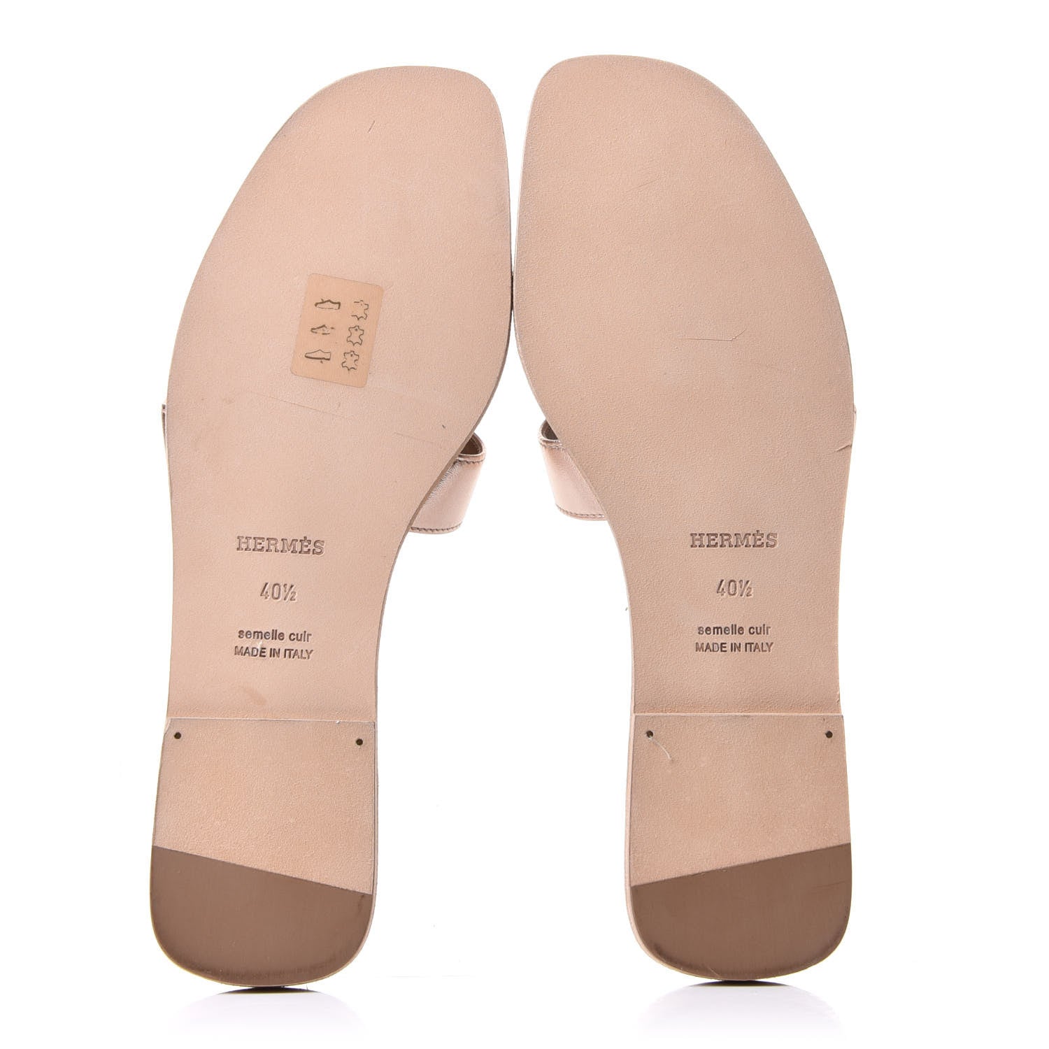 Hermes Metallic Calfskin Oran Sandals 40.5 Rose Dore 5 of 8