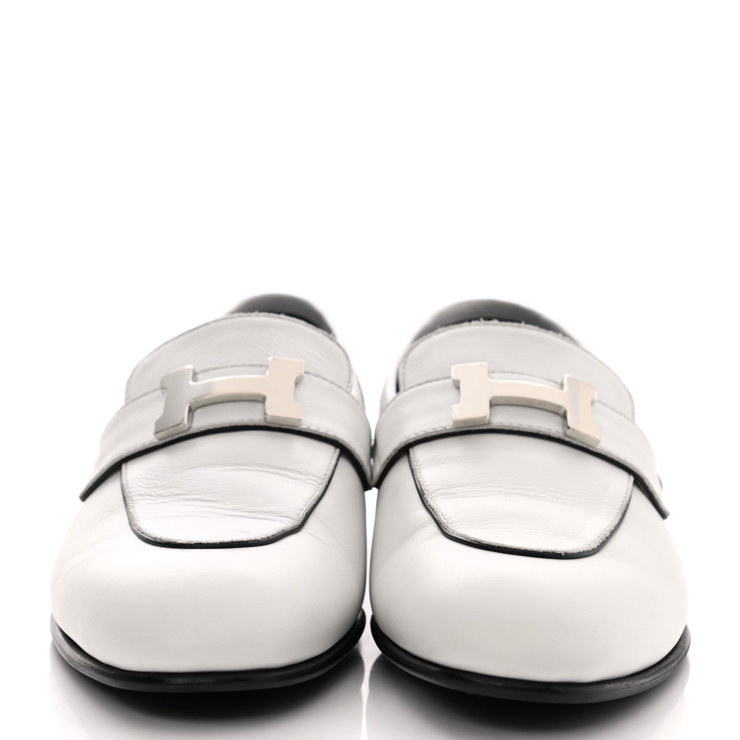 Hermes Calfskin Womens Paris Loafers 37 White 2 of 10