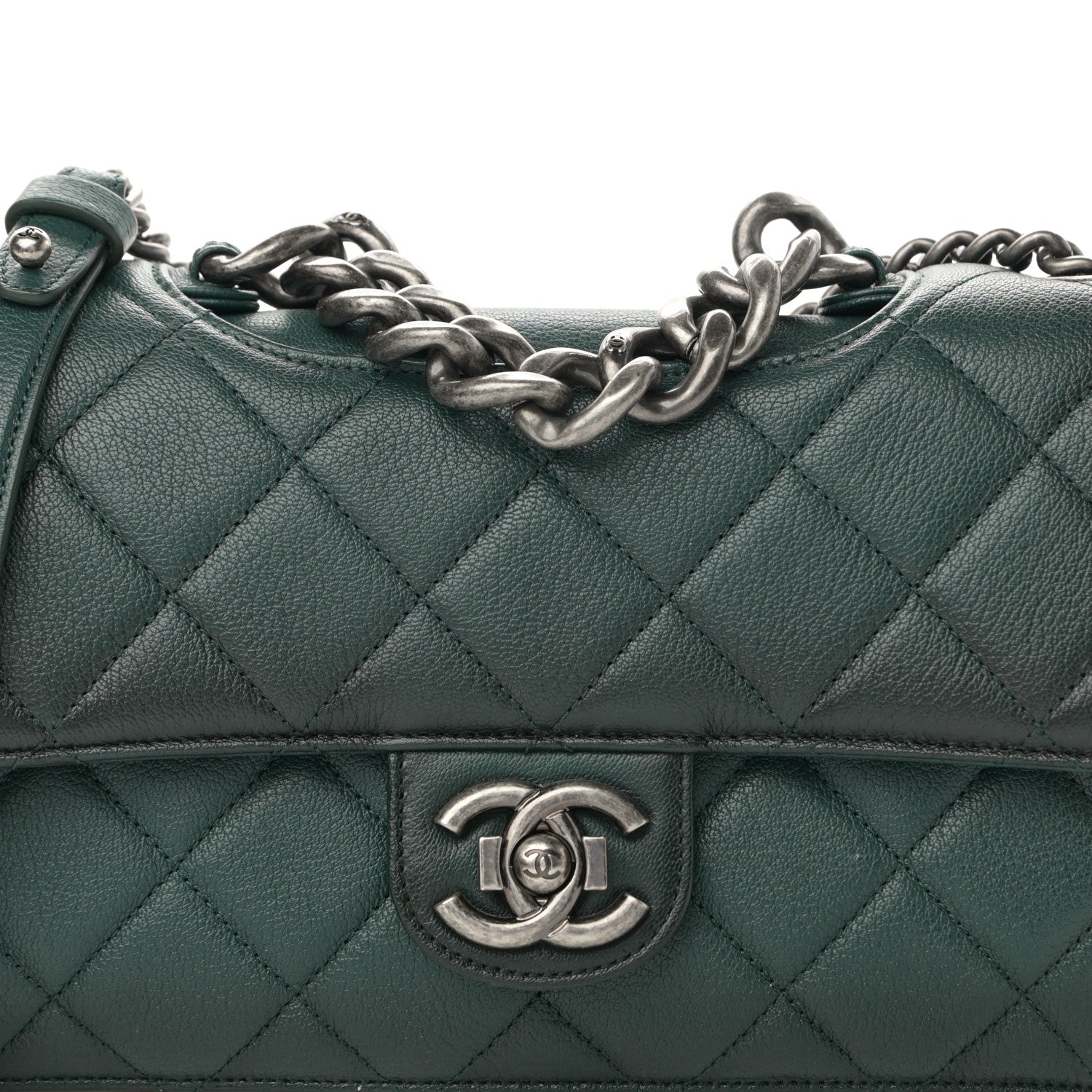 Chanel Goatskin Quilted Medium Perfect Edge Flap Green 7 of 10