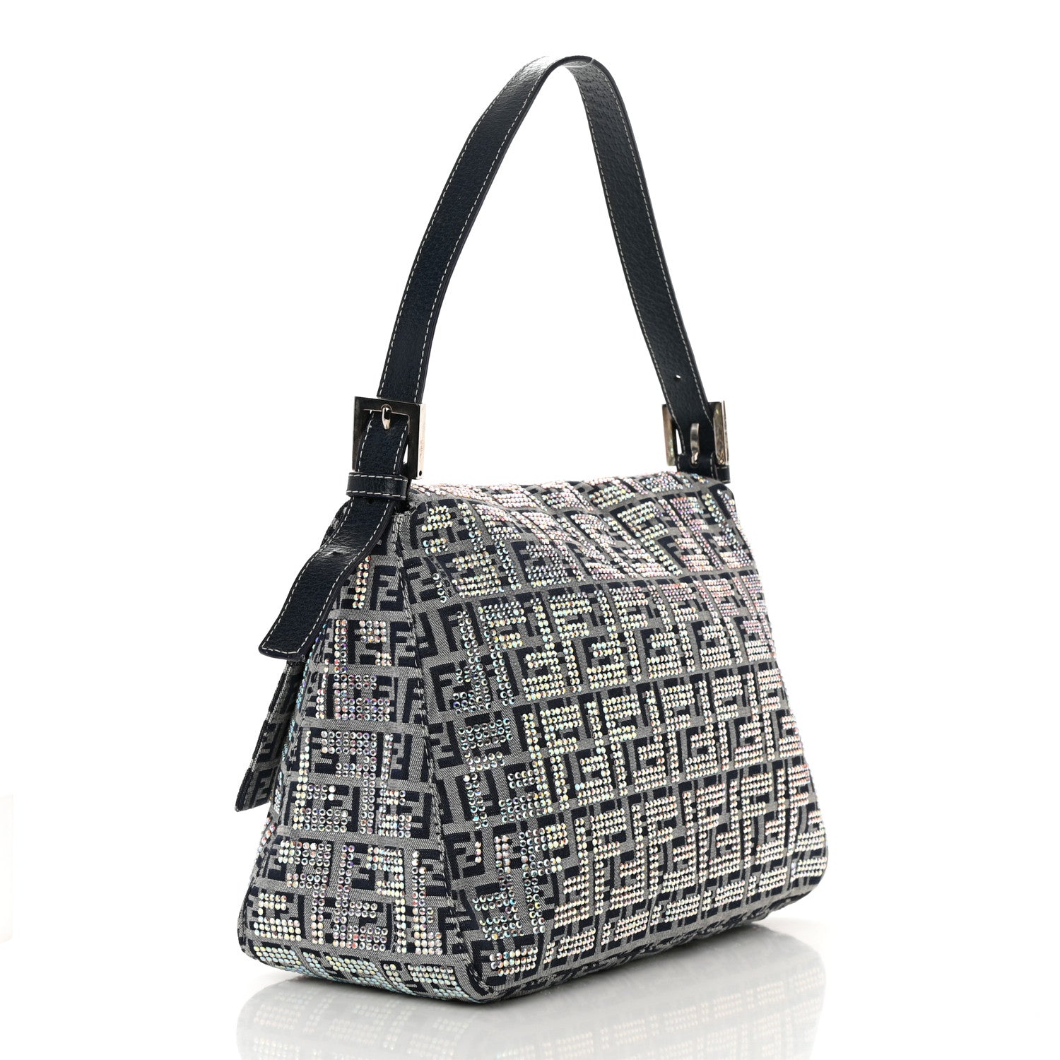 Fendi Zucchino Crystal Mama Baguette Navy 2 of 15