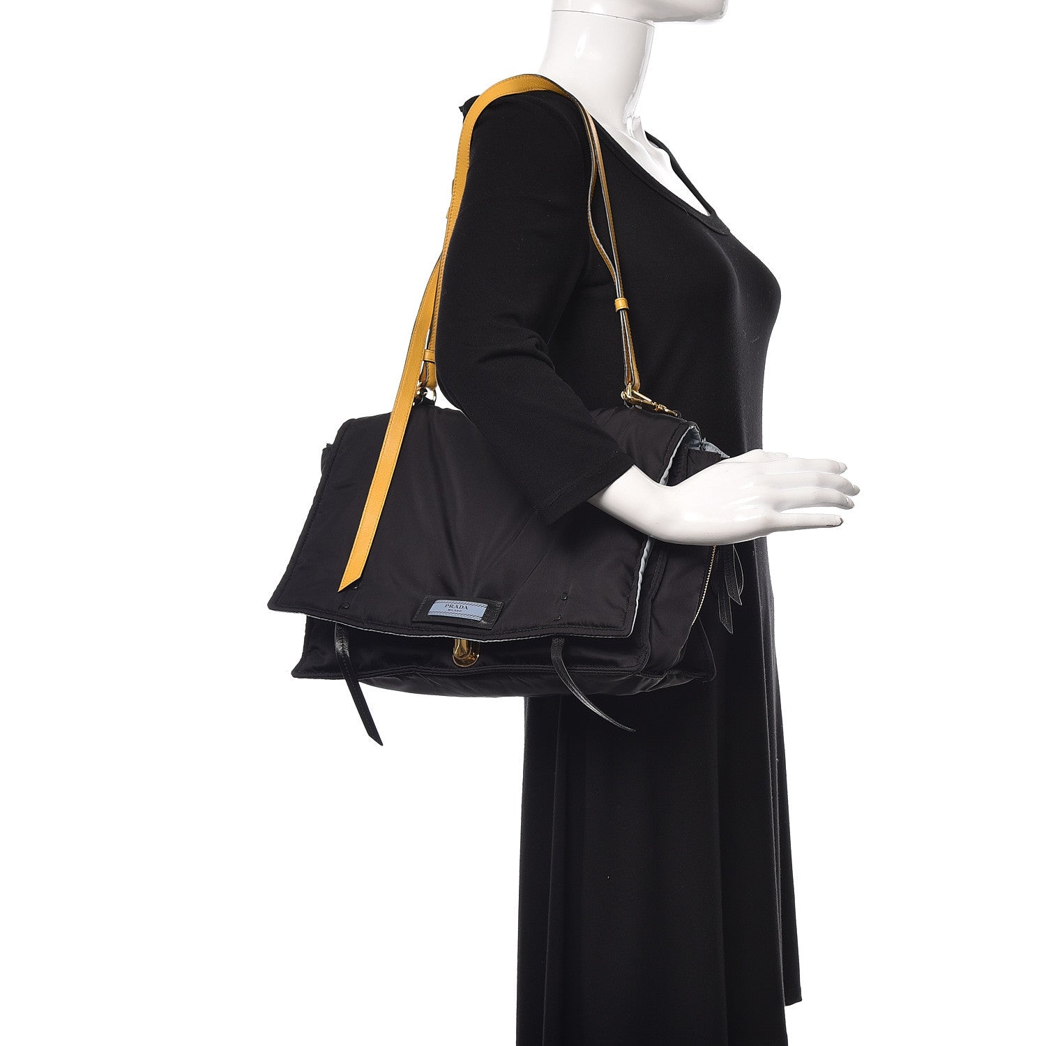 Prada Tessuto Nylon Etiquette Flap Black Soleil 2 of 10