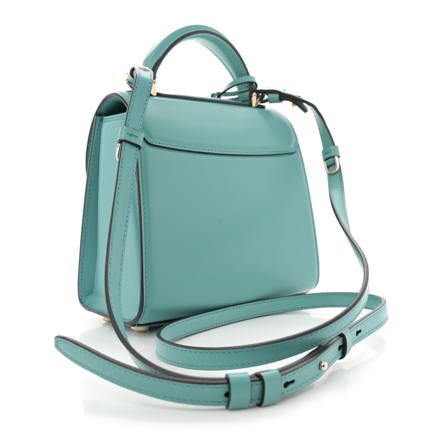 Salvatore Ferragamo Smooth Calfskin Mini Boxyz Tyrone Turquoise 3 of 11