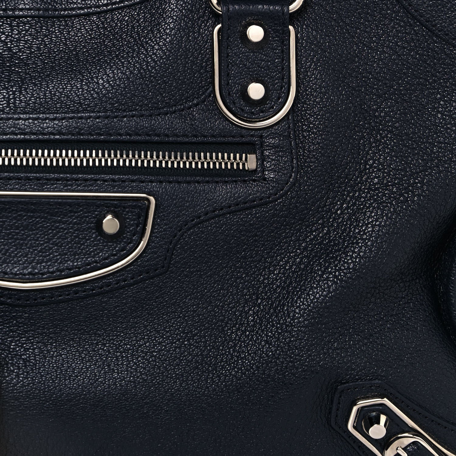 Balenciaga Chevre Silver Metallic Edge Hardware City Bleu Nuit Dark Sea 8 of 14