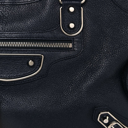 Balenciaga Chevre Silver Metallic Edge Hardware City Bleu Nuit Dark Sea 8 of 14