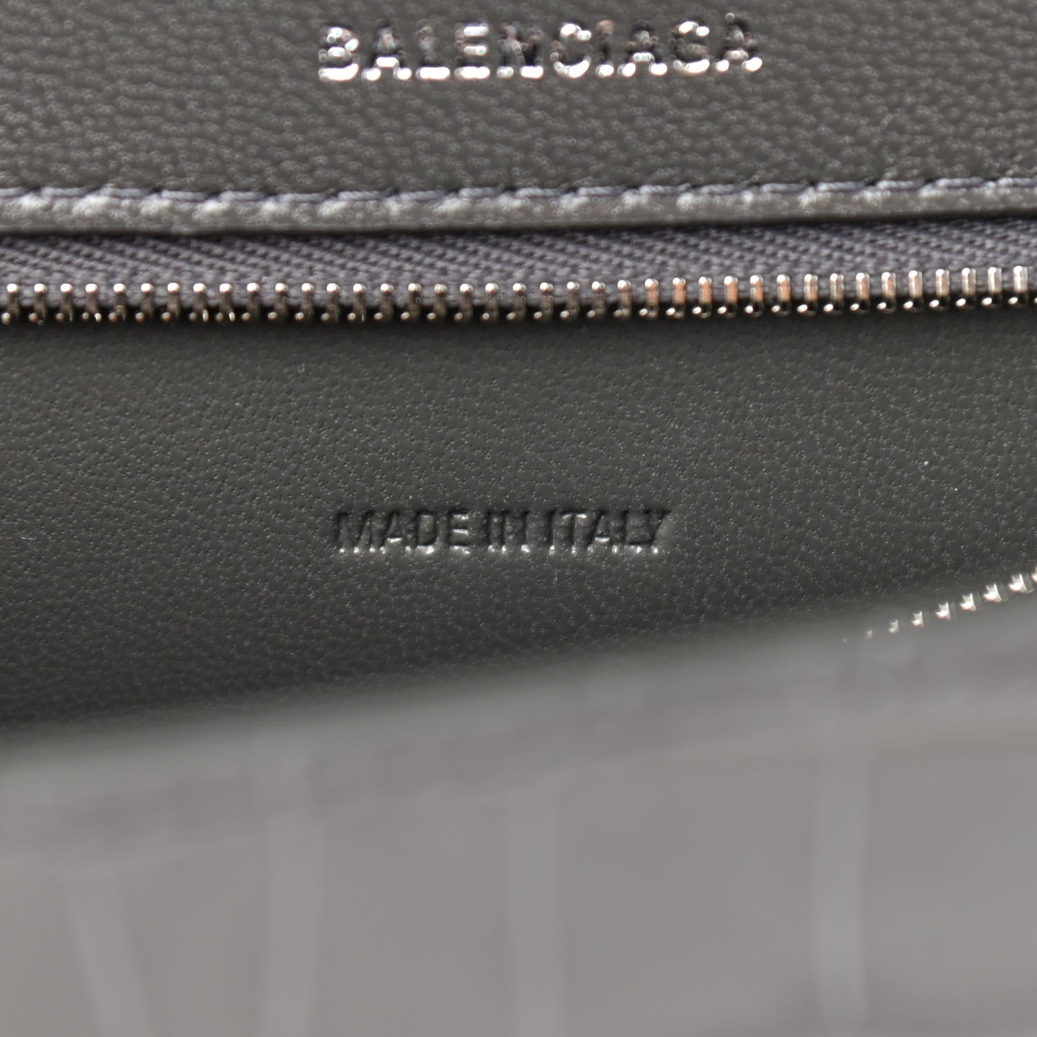 Balenciaga Shiny Calfskin Crocodile Embossed Medium Hourglass Top Handle Bag Dark Grey 7 of 11