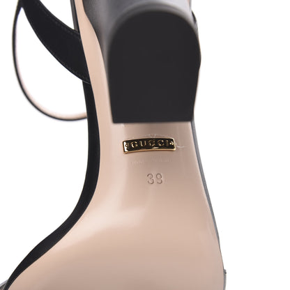 Gucci Lifford Calfskin GG Marmont Ankle Wrap 105mm Sandals 39 Black 6 of 8