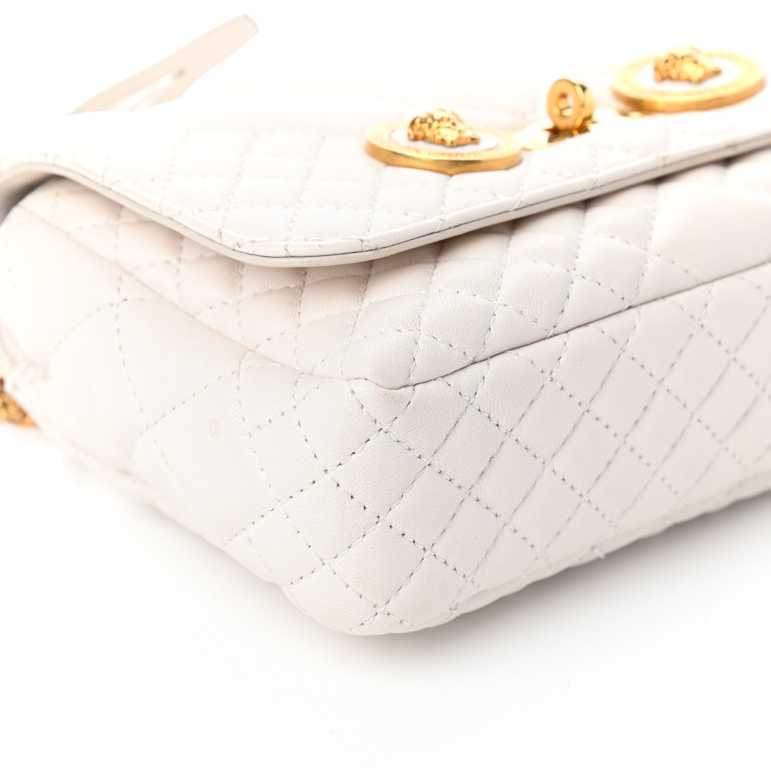 Versace Nappa Quilted Icon Shoulder Bag White 9 of 10