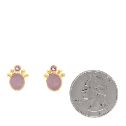 Elizabeth Locke 19K Yellow Gold Purple Venetian Glass Iolite Intaglio Earrings 2 of 4