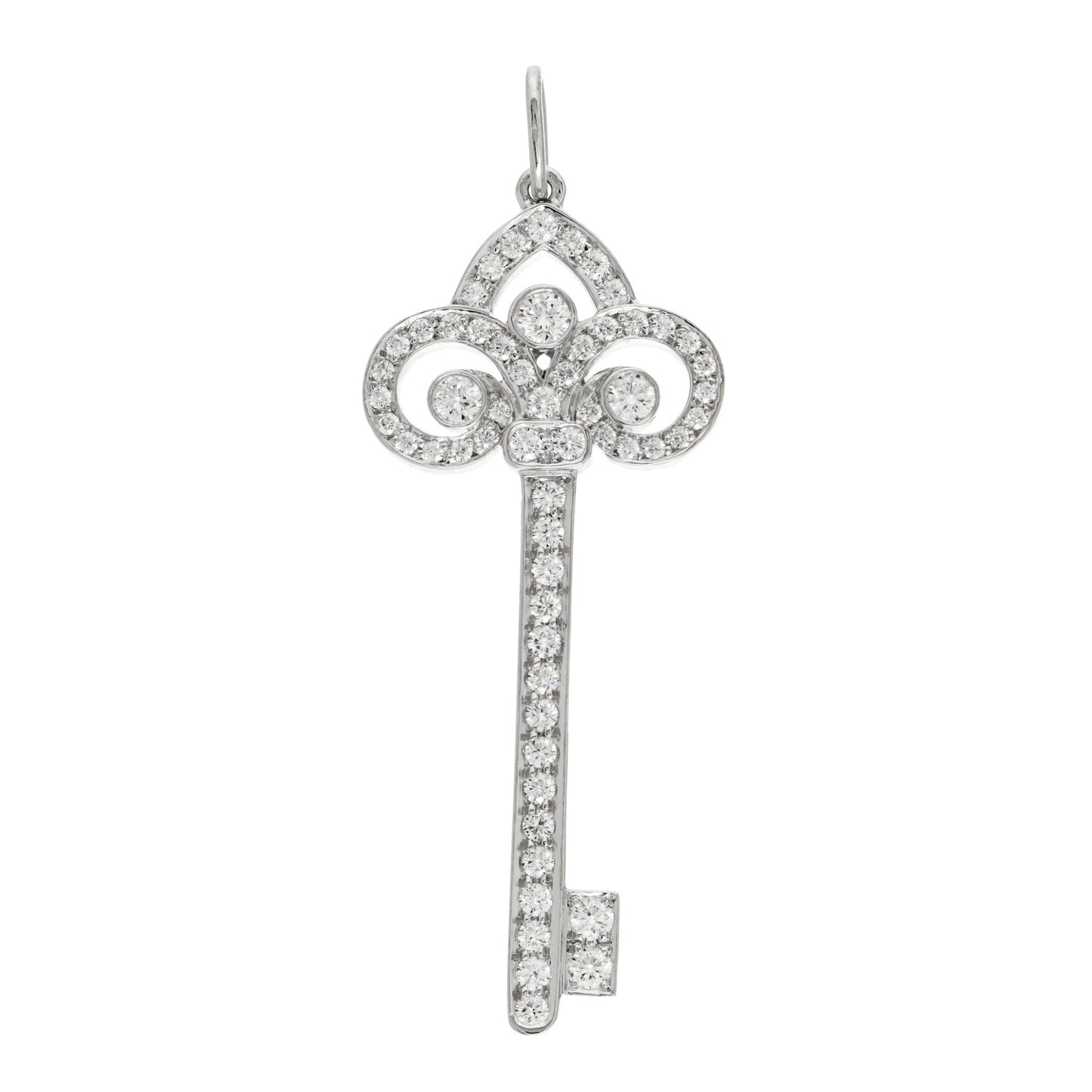 Platinum Diamond .41ct Fleur De Lis Key Pendant