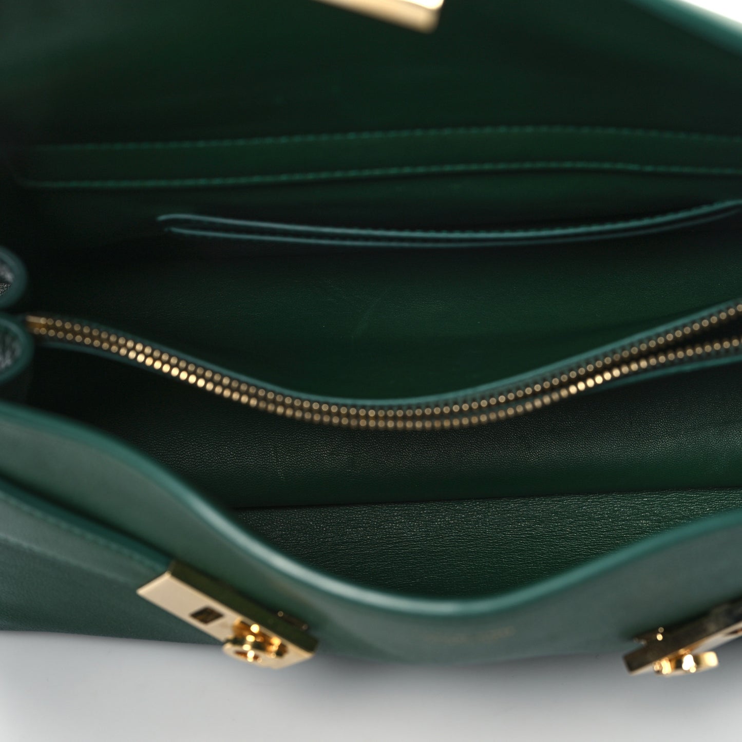 Calfskin Medium Hug Soft Shoulder Bag Forest Green