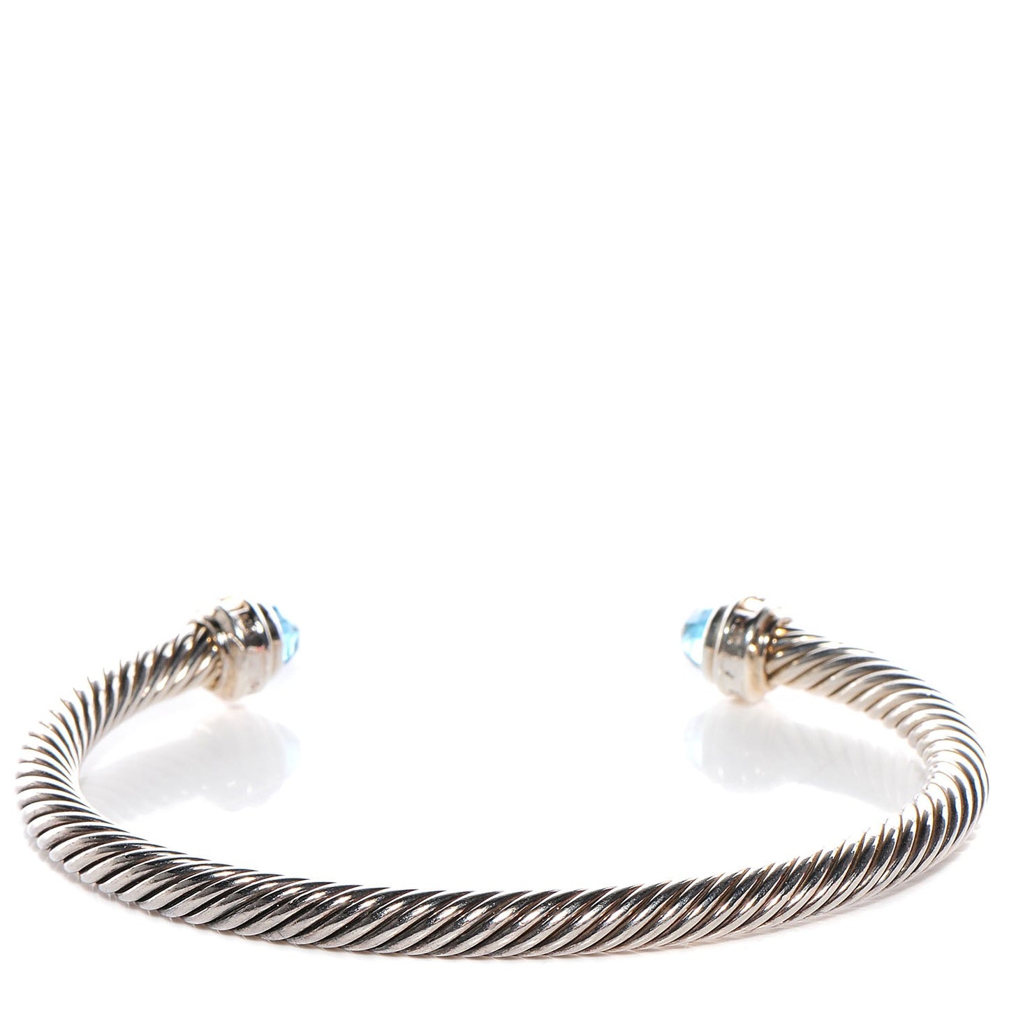 Sterling Silver Diamond Blue Topaz 5mm Cable Classics Bracelet