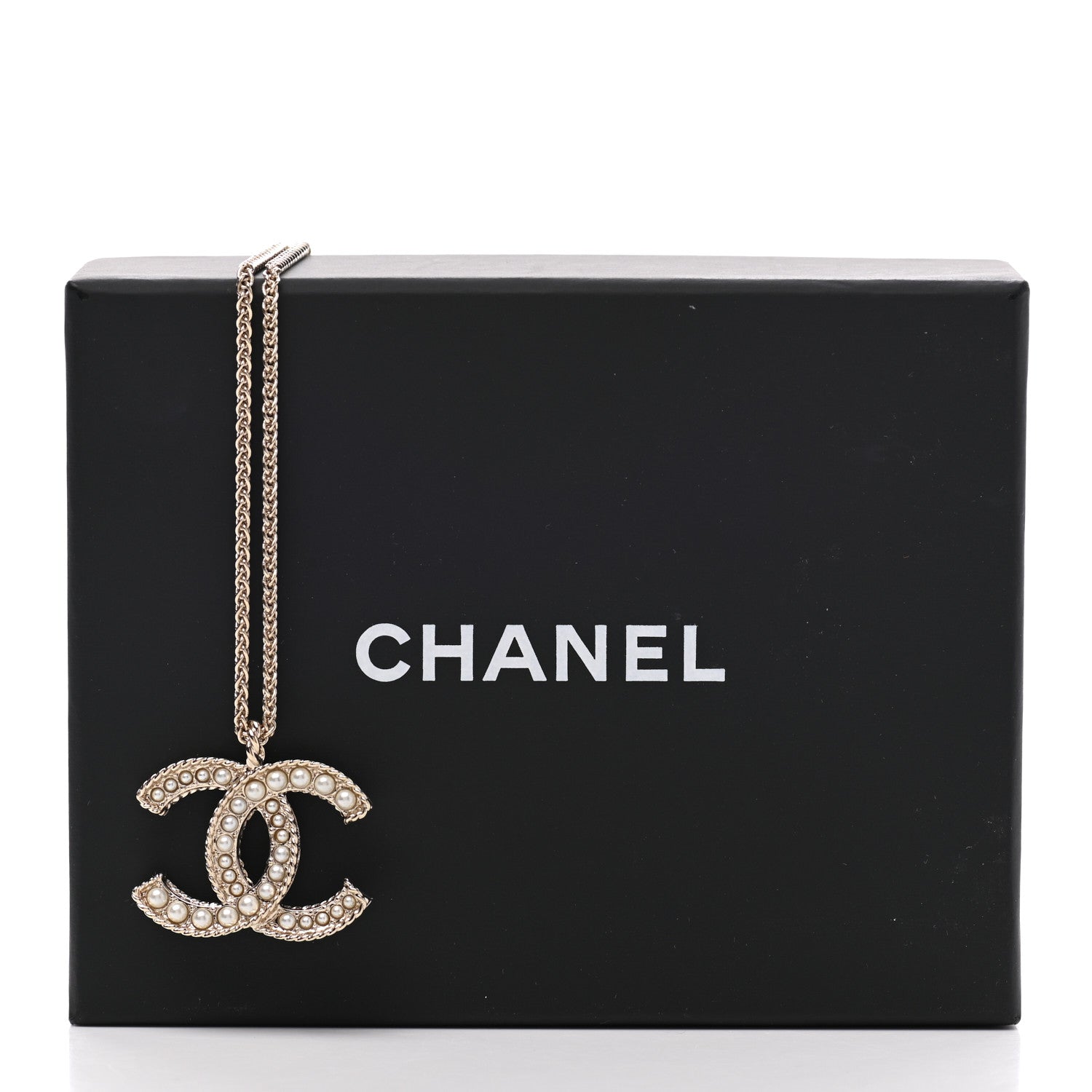 Chanel Crystal Pearl CC Pendant Necklace Gold 7 of 7