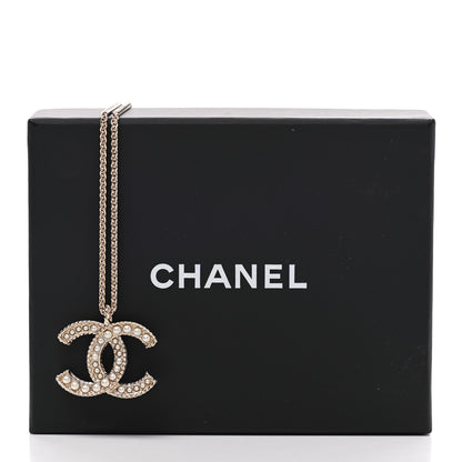 Chanel Crystal Pearl CC Pendant Necklace Gold 7 of 7