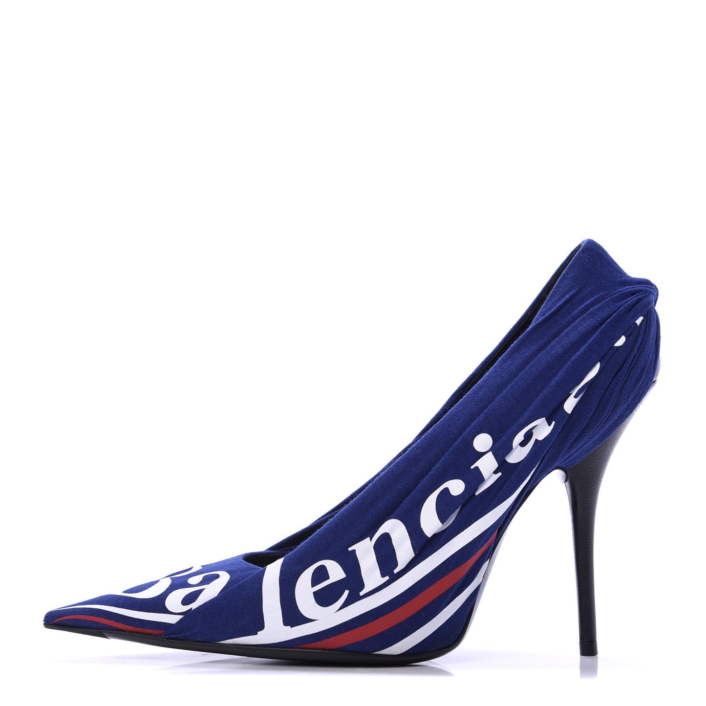 Jersey Crepe Political Campaign Logo Knife 115 Pointed Pumps 38 Pacifique White Rouge