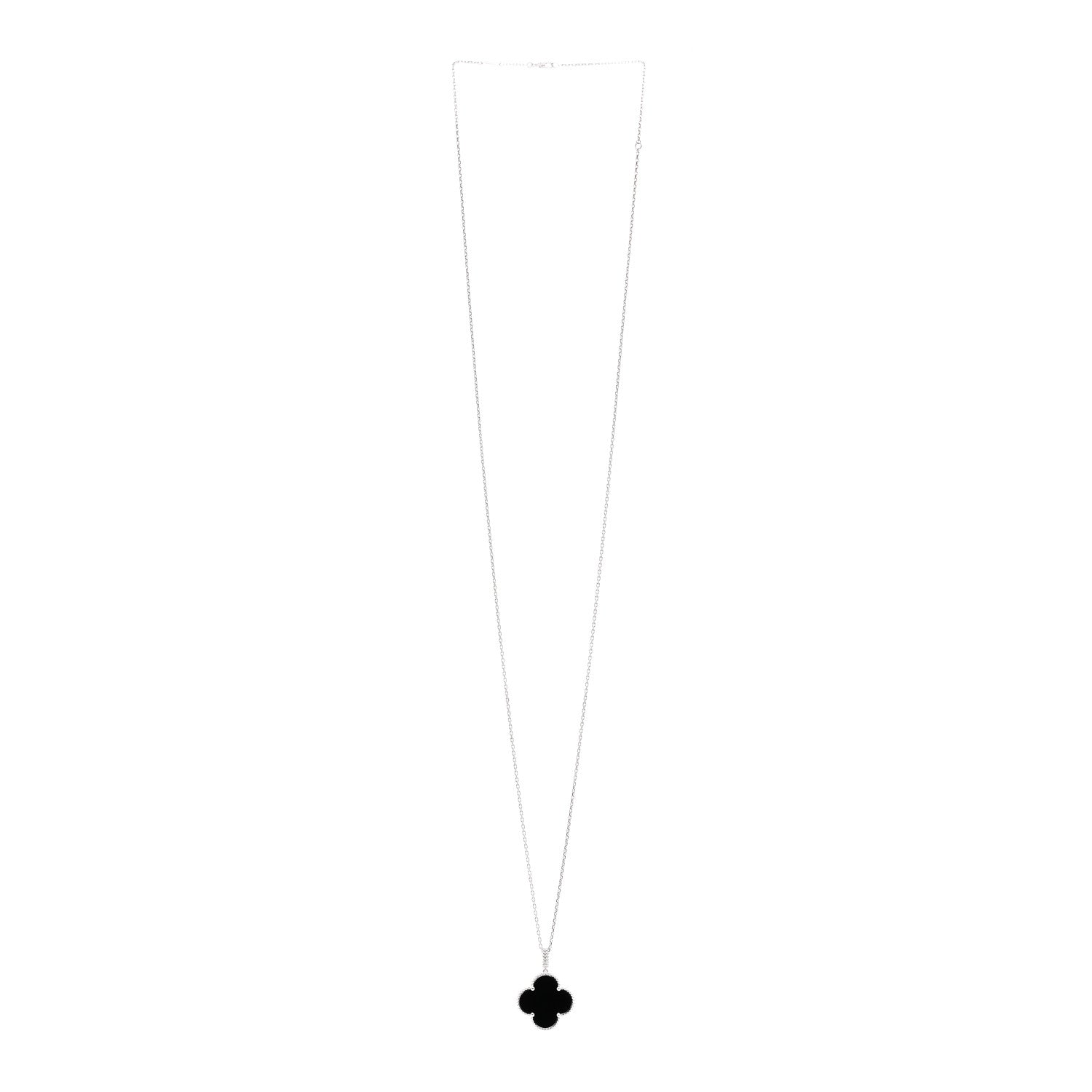 Van Cleef & Arpels 18K White Gold Black Onyx Magic Alhambra Pendant Necklace 3 of 4