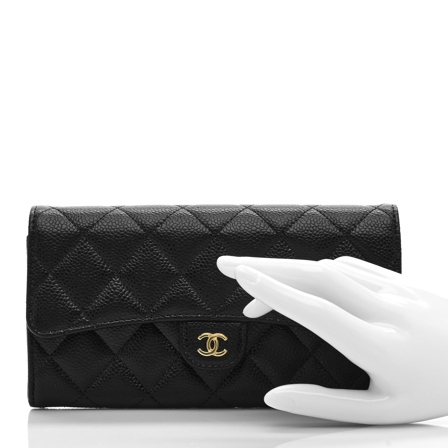 Chanel Caviar Quilted Large Gusset Flap Wallet Black 2 of 7
